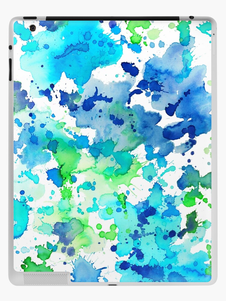 blue teal and green paint splatter background