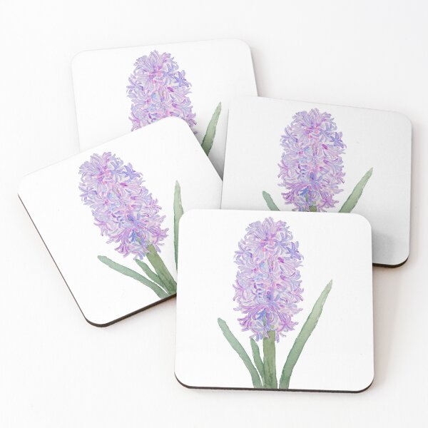 Item preview, hand painted botanical purple blue pink hyacinth  designed and sold by ColorandColor.