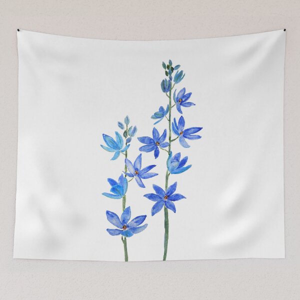 Item preview, hand painted blue lady orchid flower watercolor painting designed and sold by SelenePaintings .