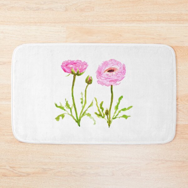 Item preview, hand painted 2 pink  ranunculus flowers designed and sold by ColorandColor.