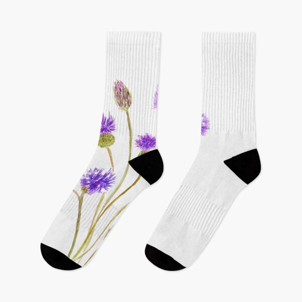 Item preview, hand painted purple thorny wildflower  designed and sold by ColorandColor.