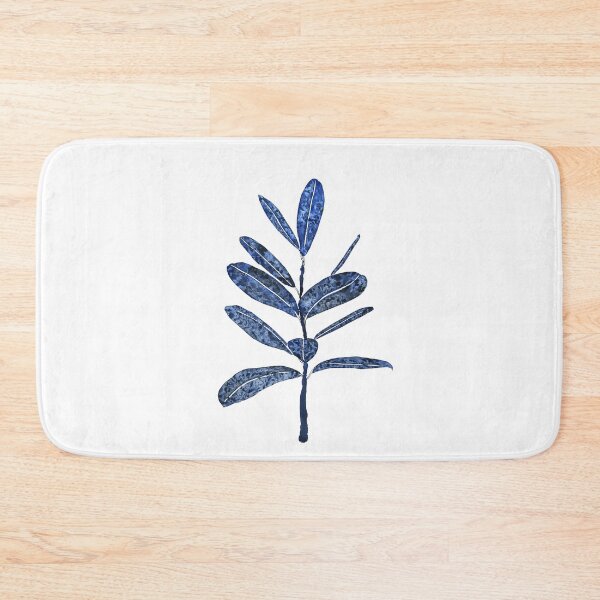 Item preview, hand painted indigo rubber tree leaf watercolor  designed and sold by ColorandColor.