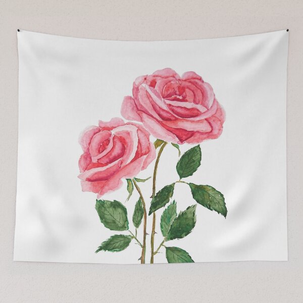 Item preview, hand painted 2 pink roses watercolor  designed and sold by ColorandColor.