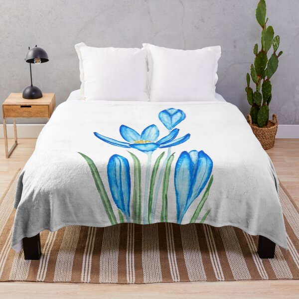 Item preview, hand painted blue crocus flower watercolor designed and sold by ColorandColor.