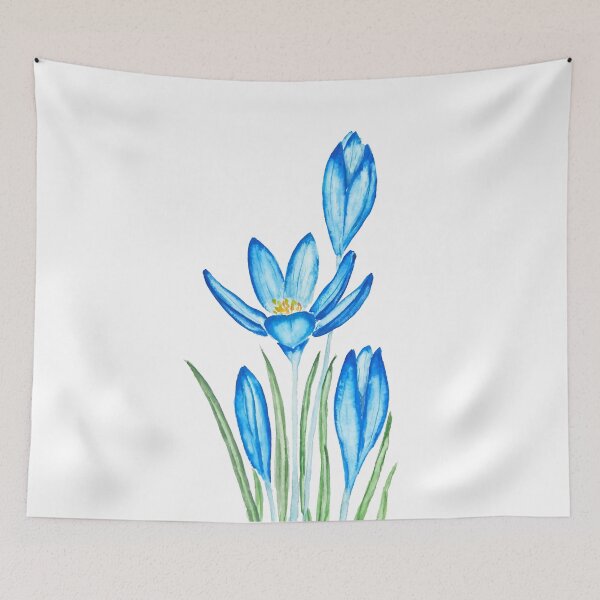 Item preview, hand painted blue crocus flower watercolor  designed and sold by SelenePaintings .