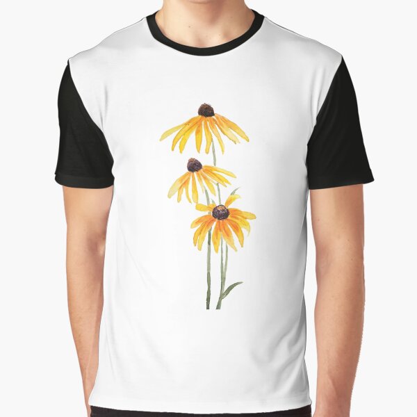 hand painted 3 yellow black eyed Susan gloriosa daises watercolor 