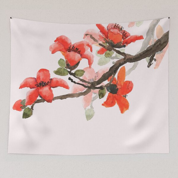 Item preview, red orange kapok flowers painting designed and sold by ColorandColor.
