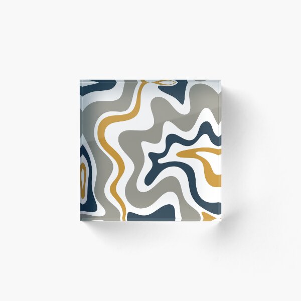 Item preview, Liquid Swirl Contemporary Abstract en amarillo mostaza, azul marino, gris y blanco designed and sold by kierkegaard.
