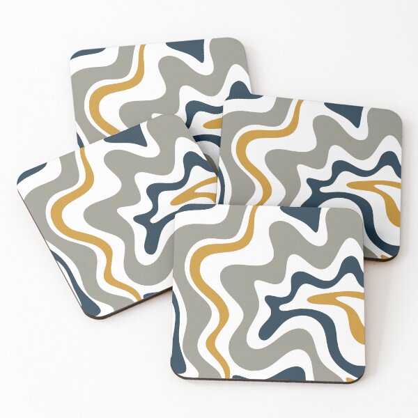 Item preview, Liquid Swirl Contemporary Abstract in Mustard Yellow, Navy Blue, Grey, and White designed and sold by kierkegaard.
