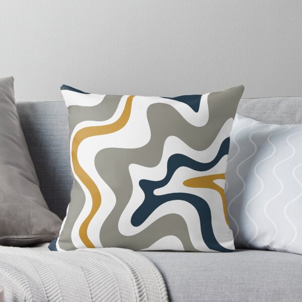 Item preview, Liquid Swirl Contemporary Abstract in Mustard Yellow, Navy Blue, Grey, and White designed and sold by kierkegaard.