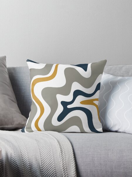 Item preview, Liquid Swirl Contemporary Abstract in Mustard Yellow, Navy Blue, Grey, and White designed and sold by kierkegaard.