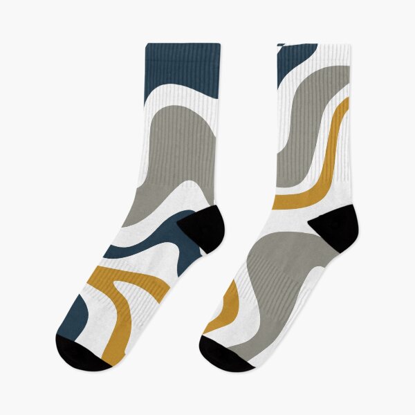 Item preview, Liquid Swirl Contemporary Abstract in Mustard Yellow, Navy Blue, Grey, and White designed and sold by kierkegaard.