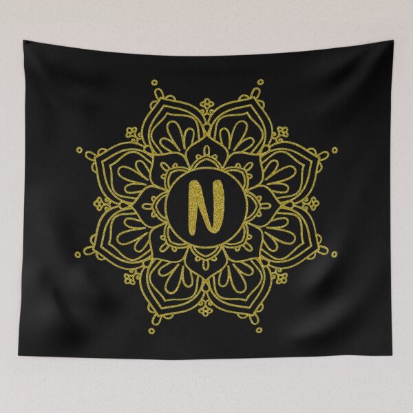 Item preview, Glitter Monogram Mandala Art - Letter N - Black Background designed and sold by MysticMagpie.