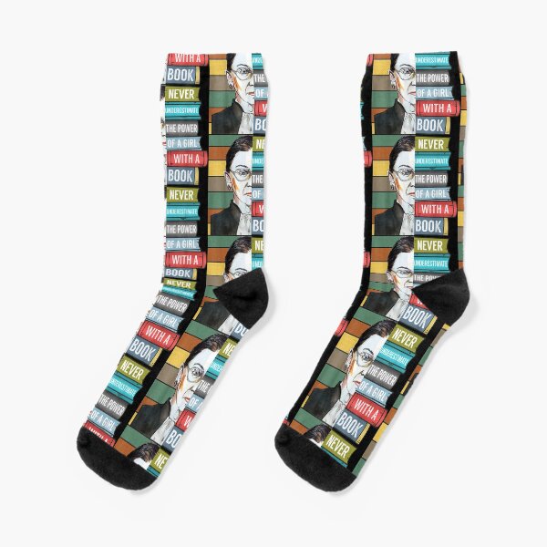 Notorious RBG Ruth Bader Ginsburg Never UnderEstimate The Power of A Girl With A Book Feminist Gift Socks