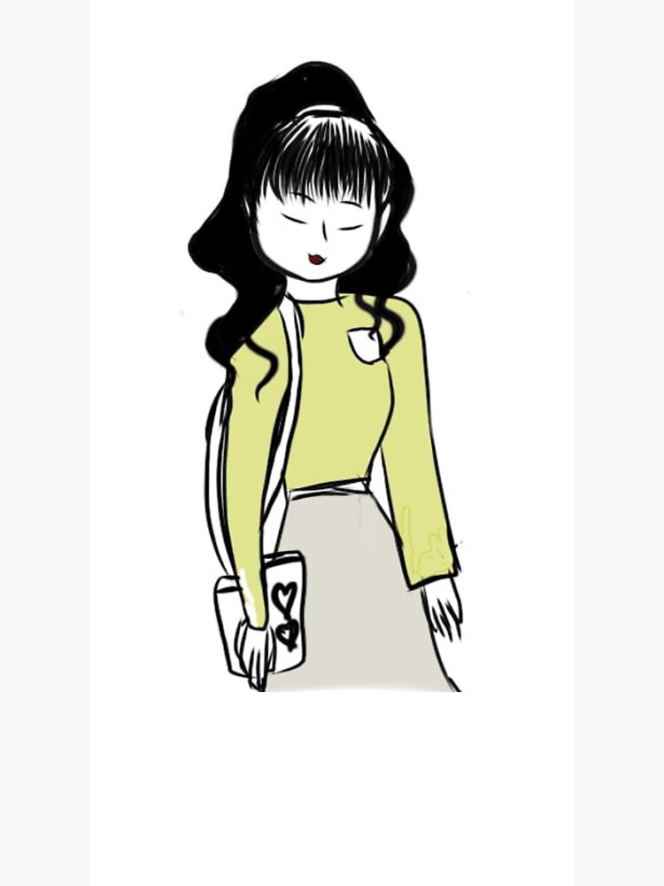 "Casual Cute Japanese Girl with bangs " Sticker by Lexthellamasart