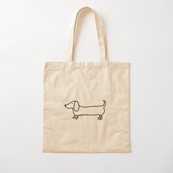 Simple dachshund black drawing Cotton Tote Bag