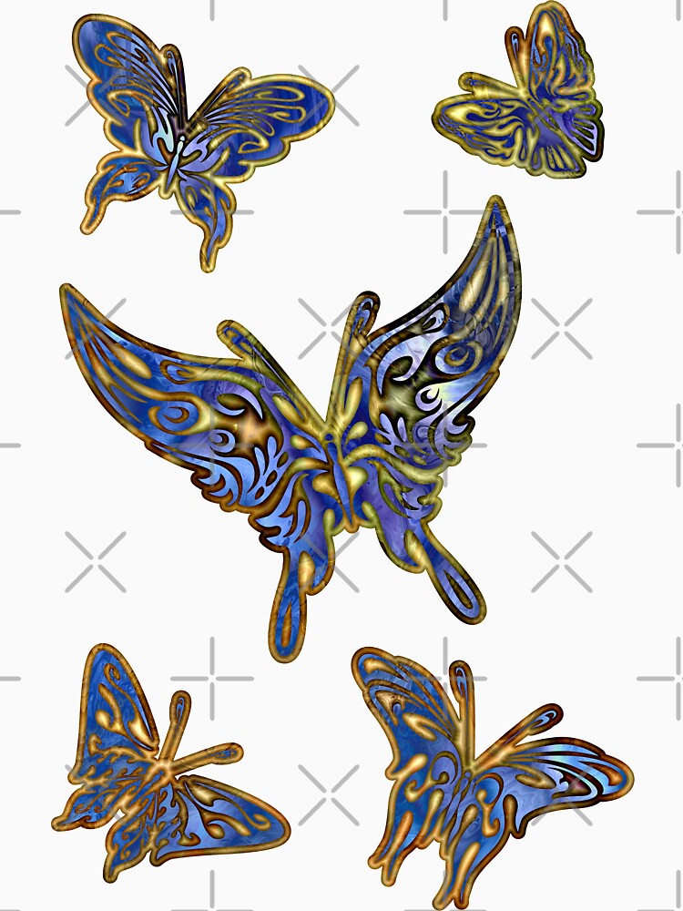Blue and Gold Butterflies by kerravonsen