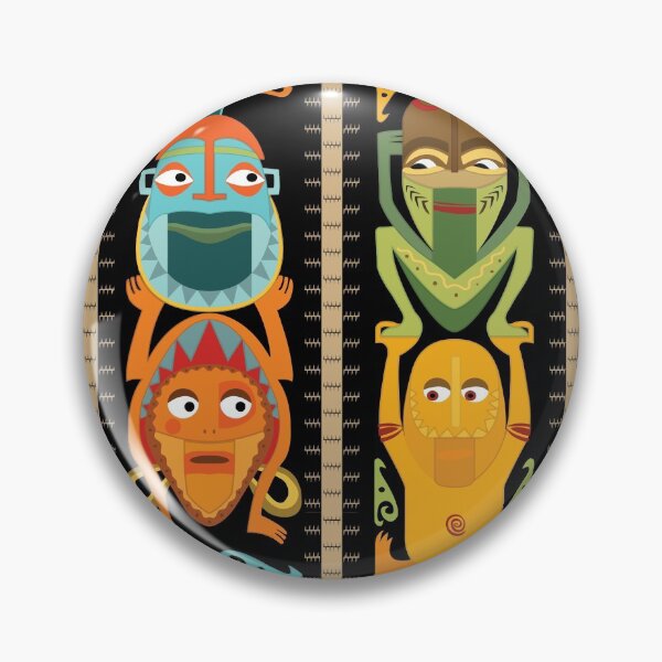 Artikelvorschau, Tropische hawaiianische polynesische Tiki-Totems entworfen und verkauft von Pink Pineapple Works.