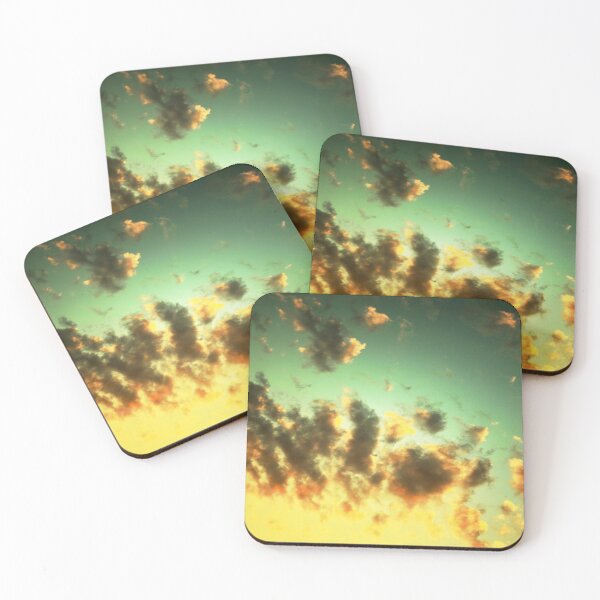 Item preview, Teal and yellow sunset cloudy sky background designed and sold by by-jwp.