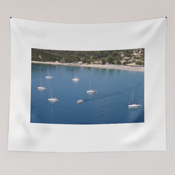 Item preview, yachts and sailboats on Valtos beach in summer Parga Greece  designed and sold by goceris.