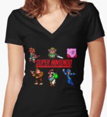 Super Nintendo Women's Fitted V-Neck T-Shirt