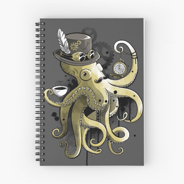 Item preview, Steampunk octopus gold watercolor designed and sold by NemiMakeit.