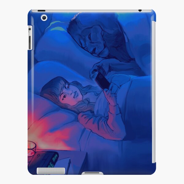 "scrolling" peaceful night with lion pet graphic illustration moonlit bed iPad Snap Case