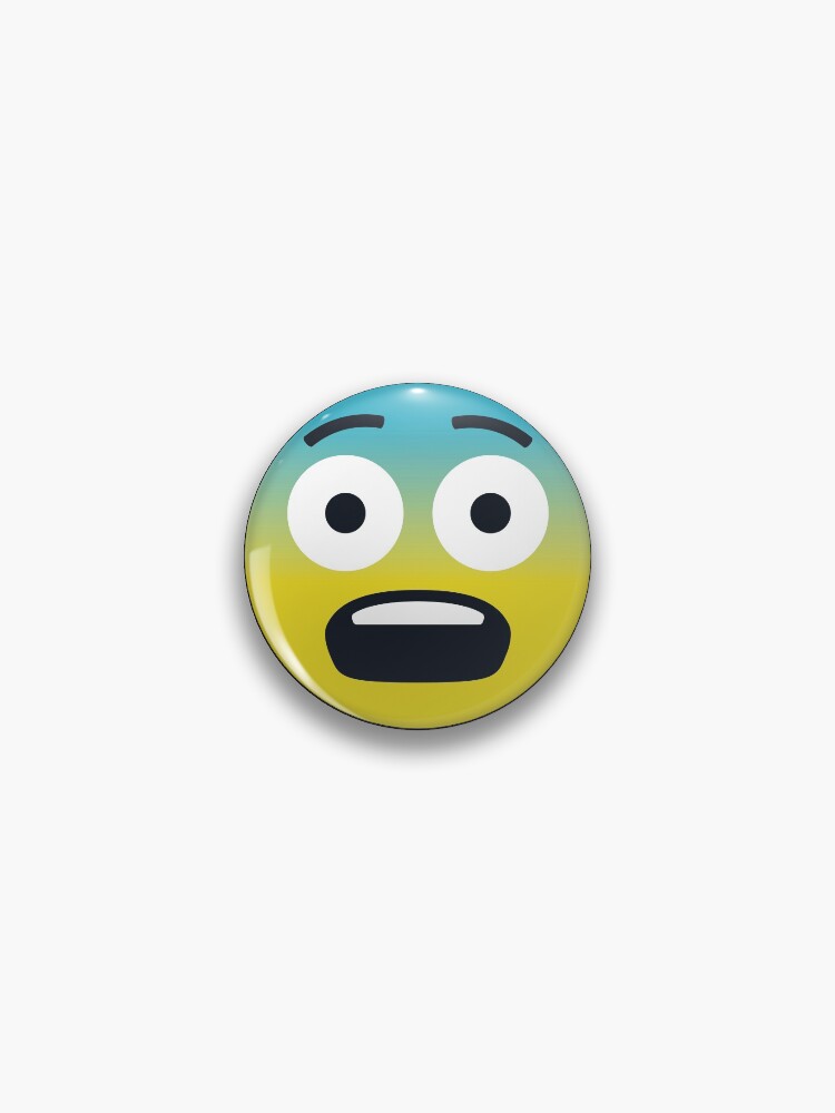 Funny Bug-Eyed Distorted Emoji Meme Pinback Button - 1.5