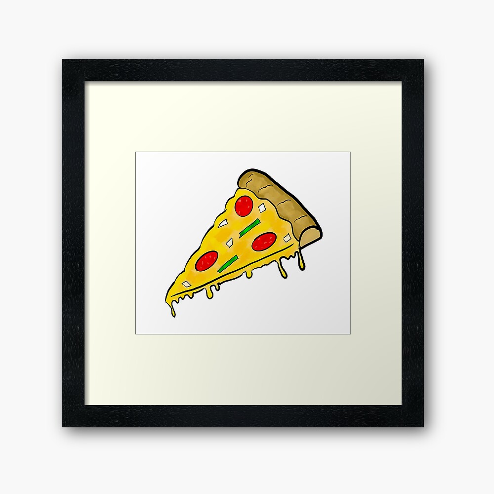 Pizza cartoon with dripping cheese and topping Pizza cartoon with dripping cheese and topping