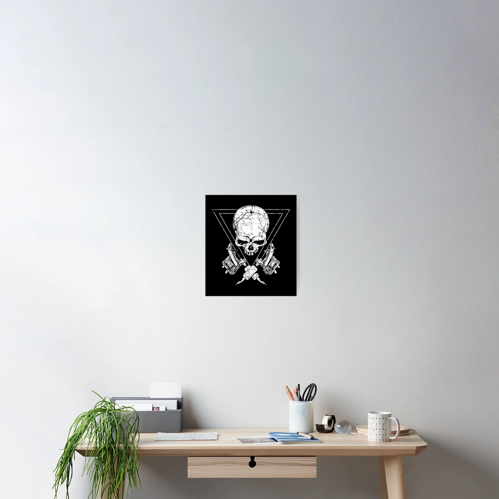 Skull with Tattoo Machine Crossbones
