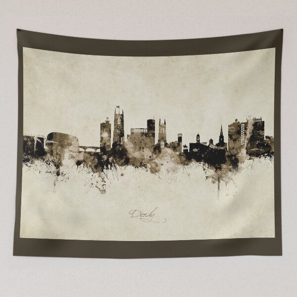 Aperçu de l'œuvre Derby England Skyline créée et vendue par ArtPrints.