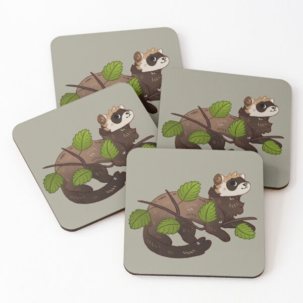 Item preview, European Polecat/Ferret with Birch Leaves designed and sold by Savkate.
