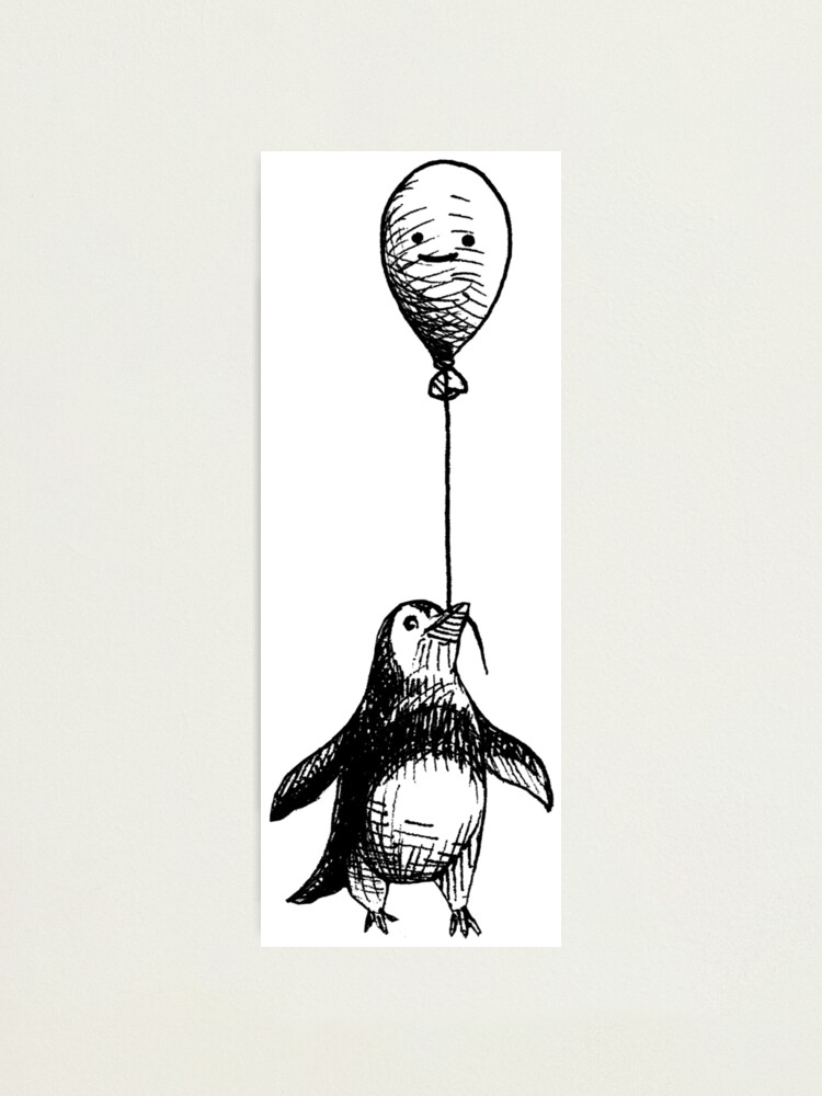 Fotodruck mit Pinguin mit Luftballon von corinaorchid
