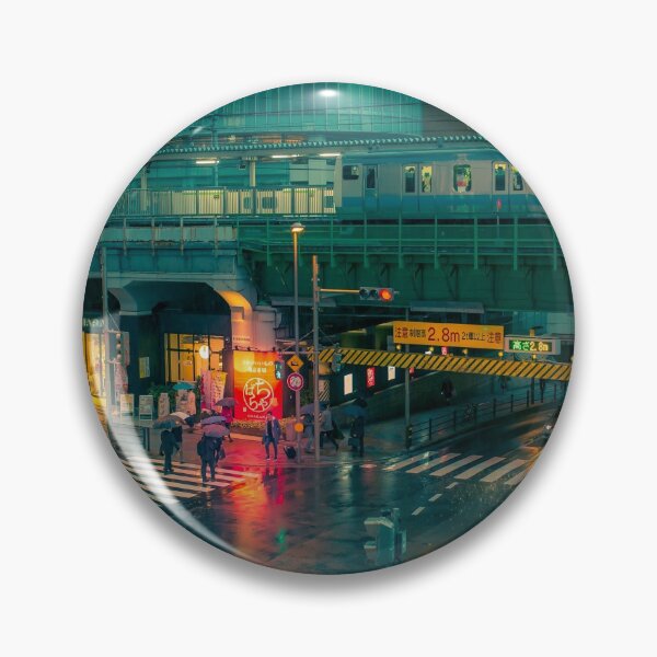 Item preview, Rainy night in Neo Tokyo Matrix vibe with green and orange light reflection designed and sold by TokyoLuv.
