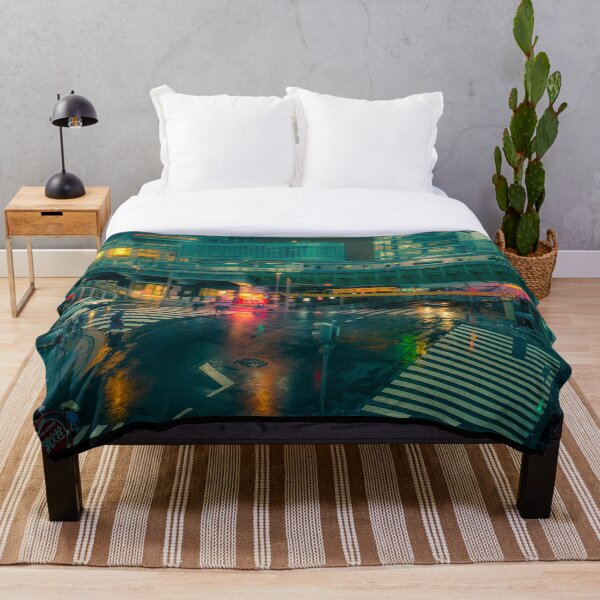 Item preview, Rainy night in Neo Tokyo Matrix vibe with green and orange light reflection designed and sold by TokyoLuv.
