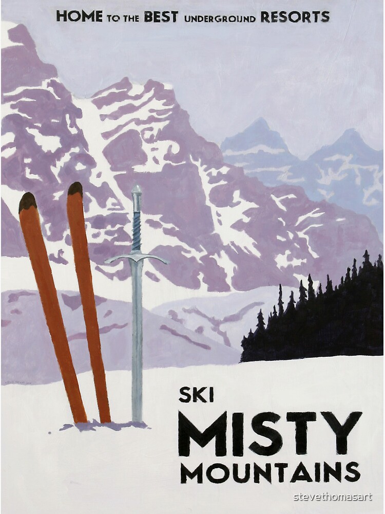 Thumbnail 3 of 3, Poster, Vintage ski mountain poster designed and sold by stevethomasart.