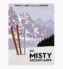 Vintage ski mountain poster Photographic Print