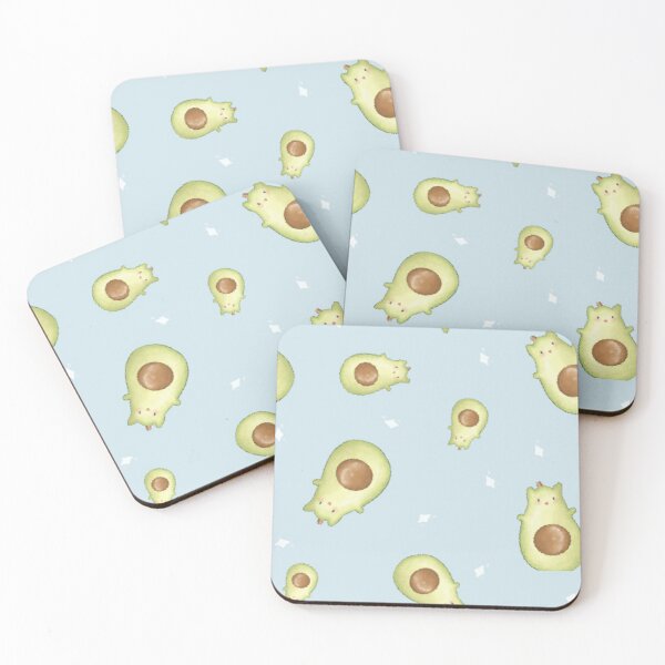 Item preview, Avocado cat vegtable pattern in blue designed and sold by AliciaBarten.