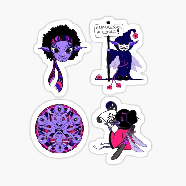 Set of 4 Elf Stickers, Purple Pallet Sticker
