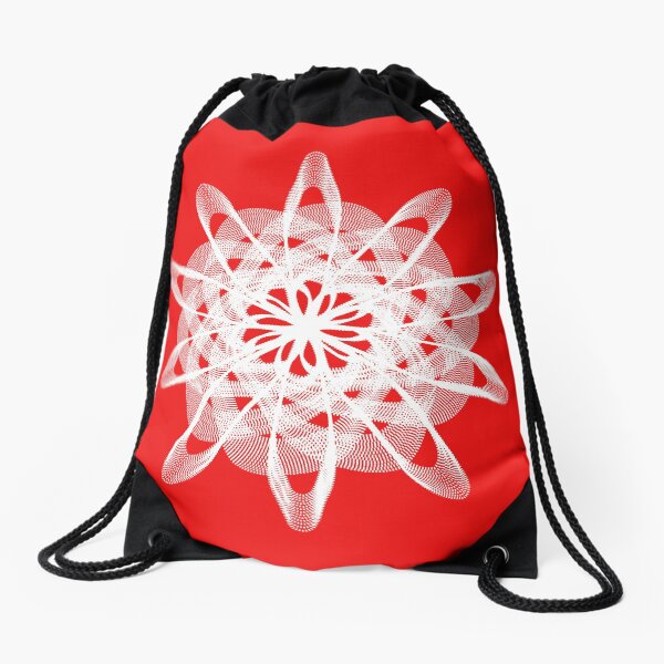 Spirograph Red White Drawstring Bag