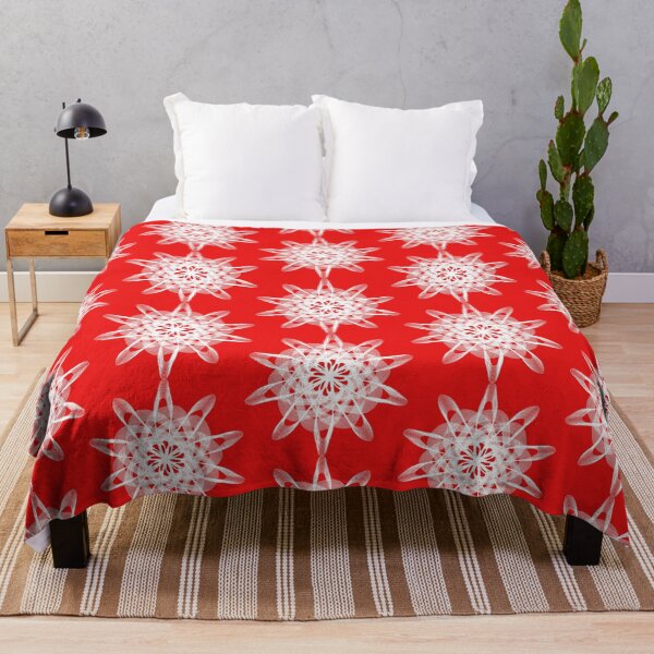 Spirograph Red White Throw Blanket