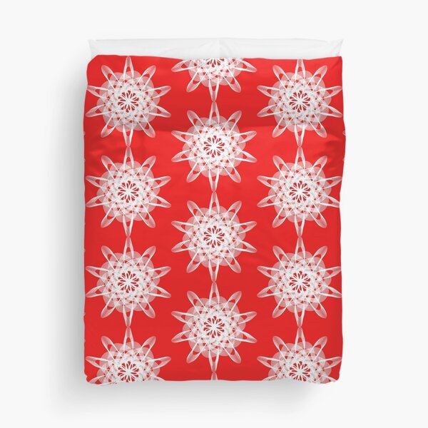 Spirograph Red White Duvet Cover