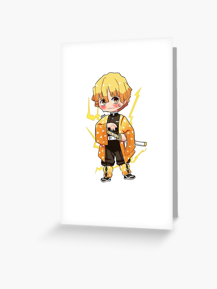 Agatsuma Zenitsu Kimetsu No Yaiba Demon Slayer Greeting Card By Godlessblue Redbubble