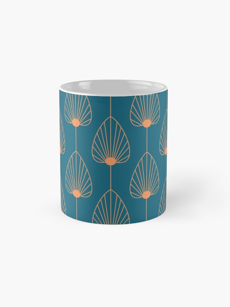 Vintage Art Deco Copper Turquoise Floral Pattern