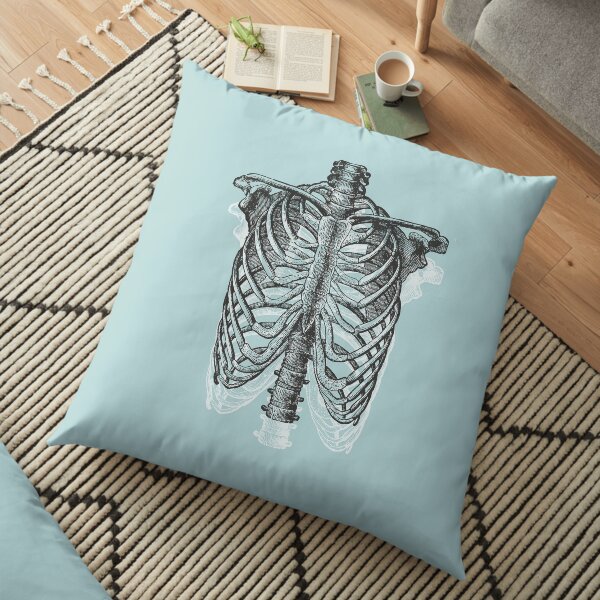 Anatomical Ribcage • Pastel Blue • Pastel Goth Floor Pillow