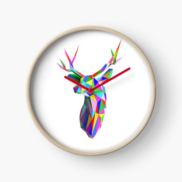 Coloured Faceted Stag Trophy Head Clock