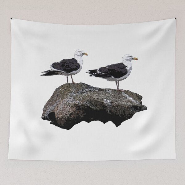 Item preview, Pair of Blackbacked Gulls on Rock Color Print designed and sold by designsasstultd.