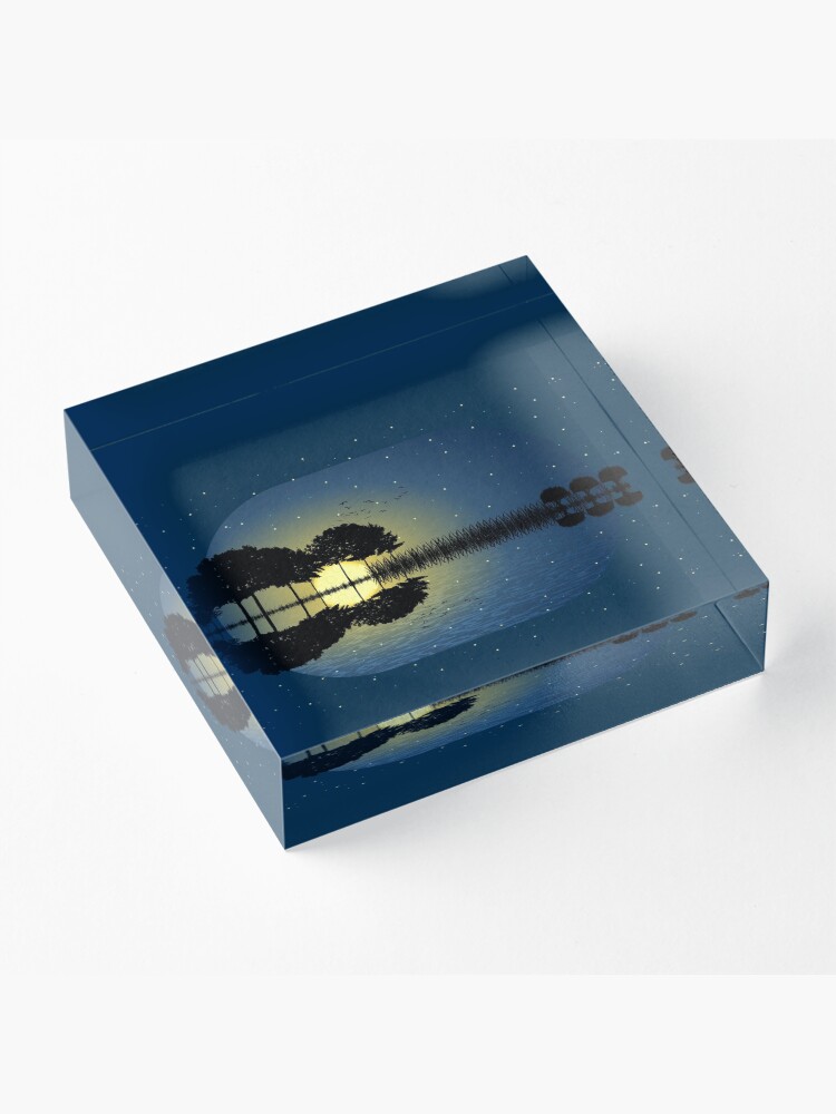 Alternate view of guitar island moonlight illustration Acrylic Block