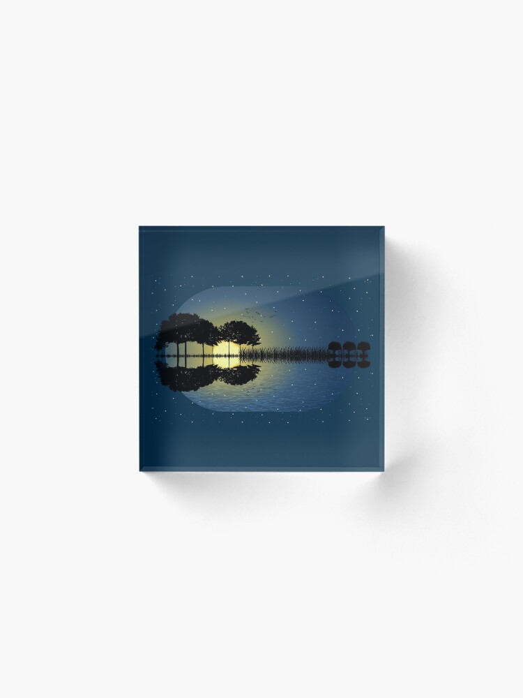 Alternate view of guitar island moonlight illustration Acrylic Block
