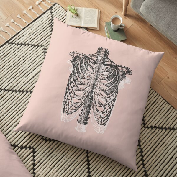 Anatomical Ribcage • Pastel Pink • Pastel Goth Floor Pillow